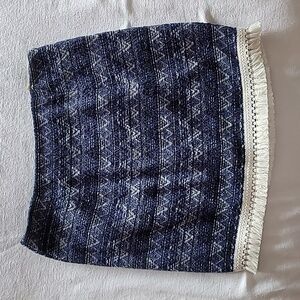 Michael Kors Navy Blue Tweed Fringe Skirt size 6 NWT